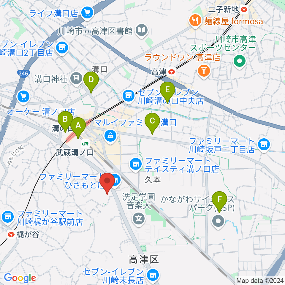 溝の口neonera周辺のホテル一覧地図