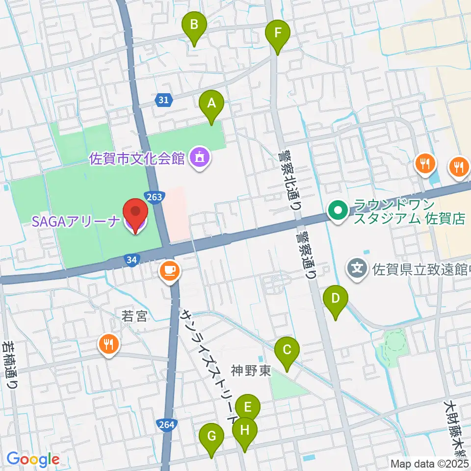 SAGAアリーナ周辺のホテル一覧地図