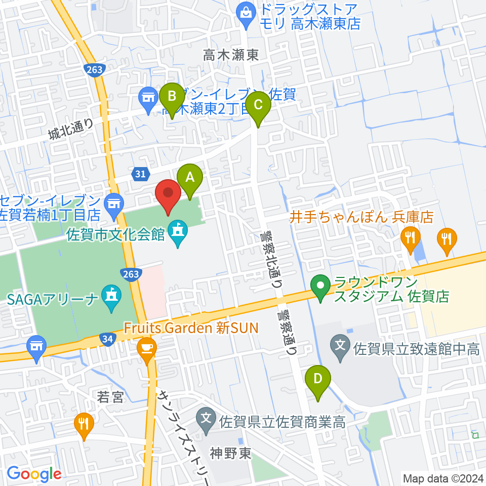 SAGAプラザ 総合体育館周辺のホテル一覧地図