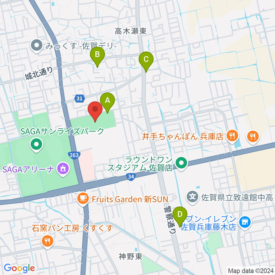 SAGAプラザ 総合体育館周辺のホテル一覧地図