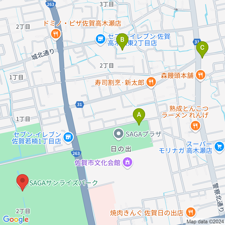 SAGAスタ（陸上競技場）周辺のホテル一覧地図