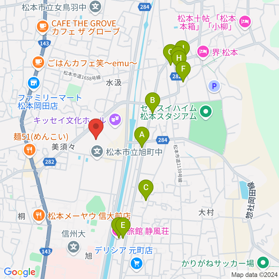 エア・ウォーターアリーナ松本周辺のホテル一覧地図