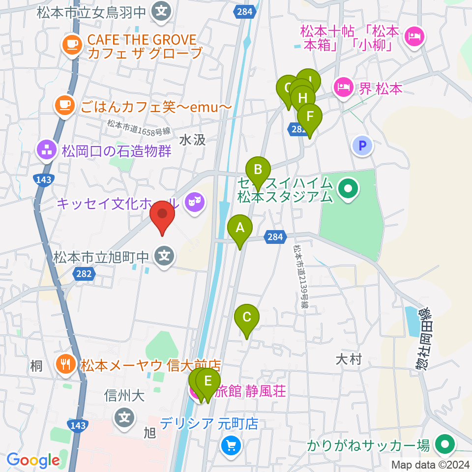 エア・ウォーターアリーナ松本周辺のホテル一覧地図