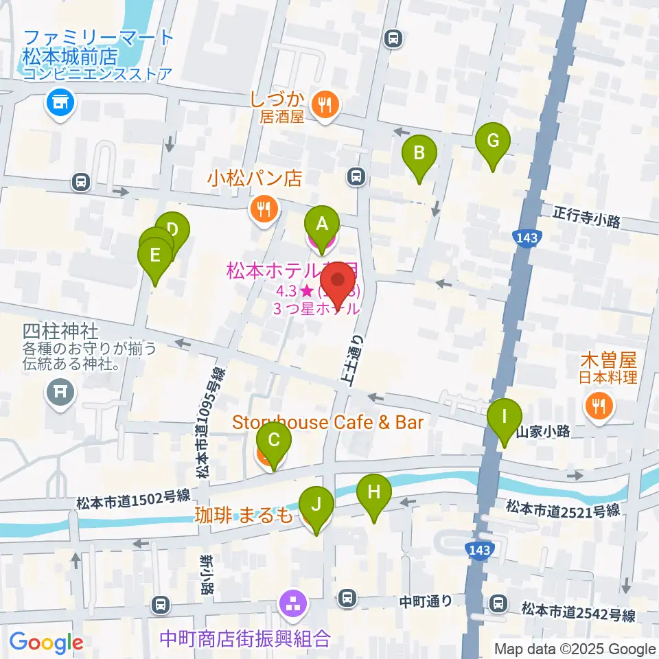 上土ふれあいホール周辺のホテル一覧地図