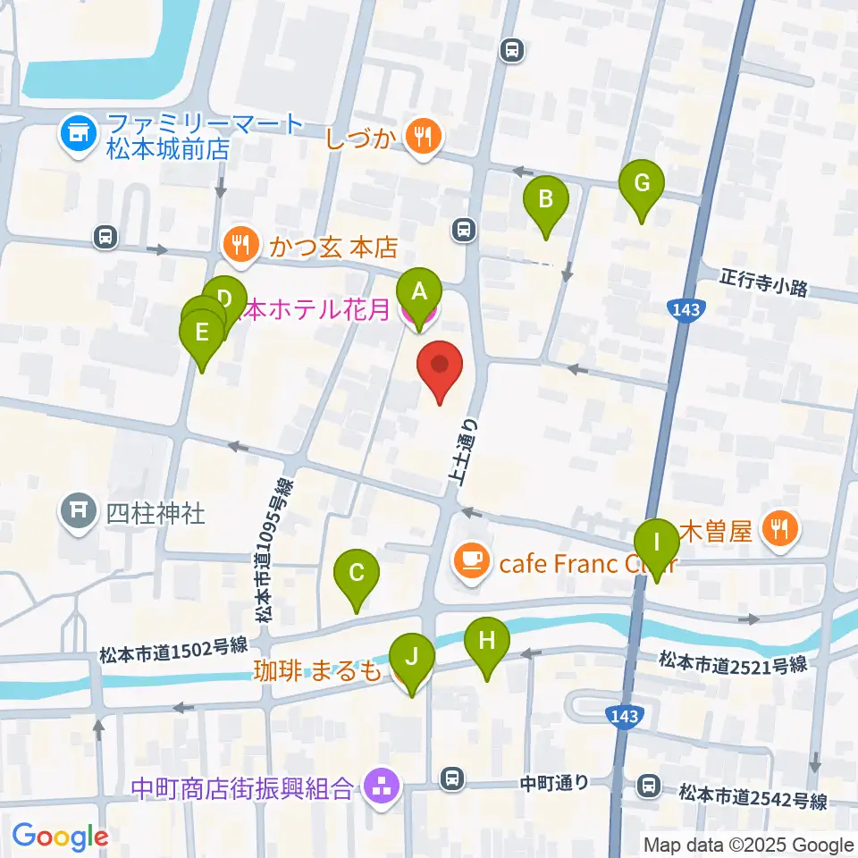 上土ふれあいホール周辺のホテル一覧地図