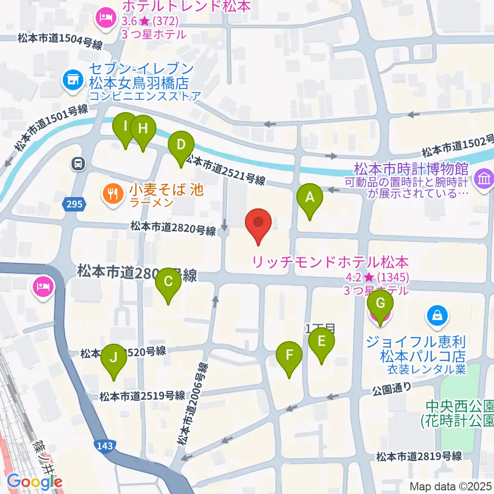 松本市中央公民館・Ｍウイング周辺のホテル一覧地図