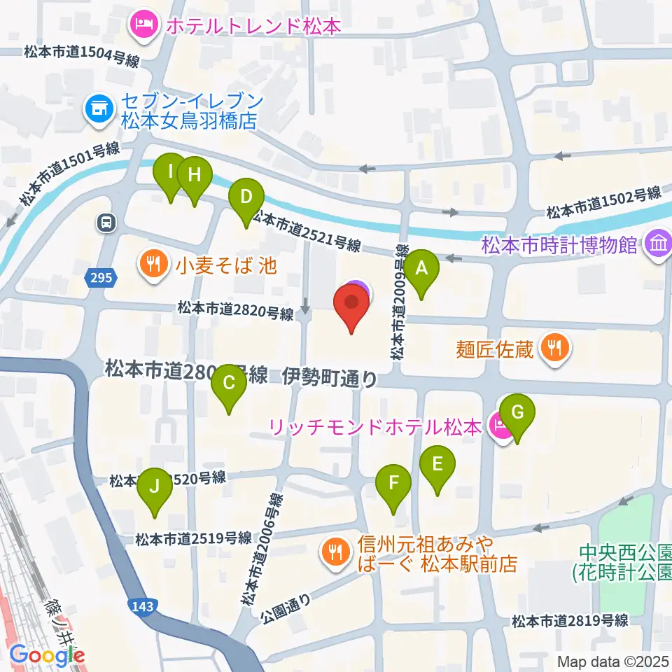 松本市中央公民館・Ｍウイング周辺のホテル一覧地図