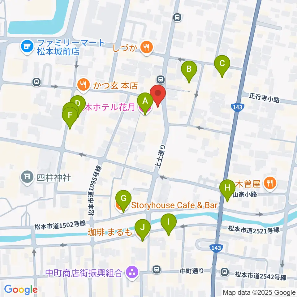 松本市下町会館周辺のホテル一覧地図