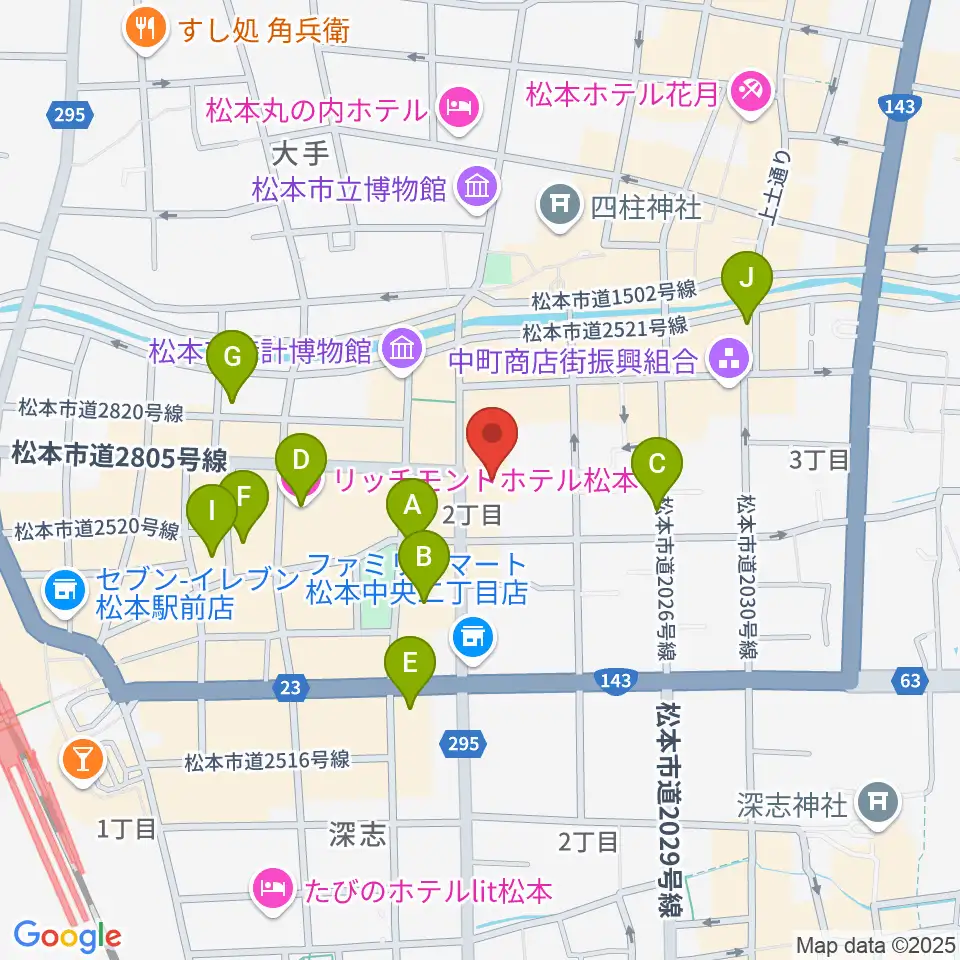 信毎メディアガーデン周辺のホテル一覧地図