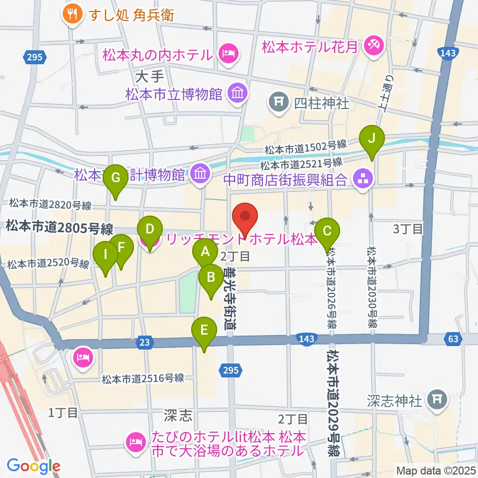 信毎メディアガーデン周辺のホテル一覧地図