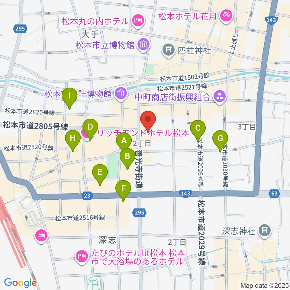 信毎メディアガーデン周辺のホテル一覧地図