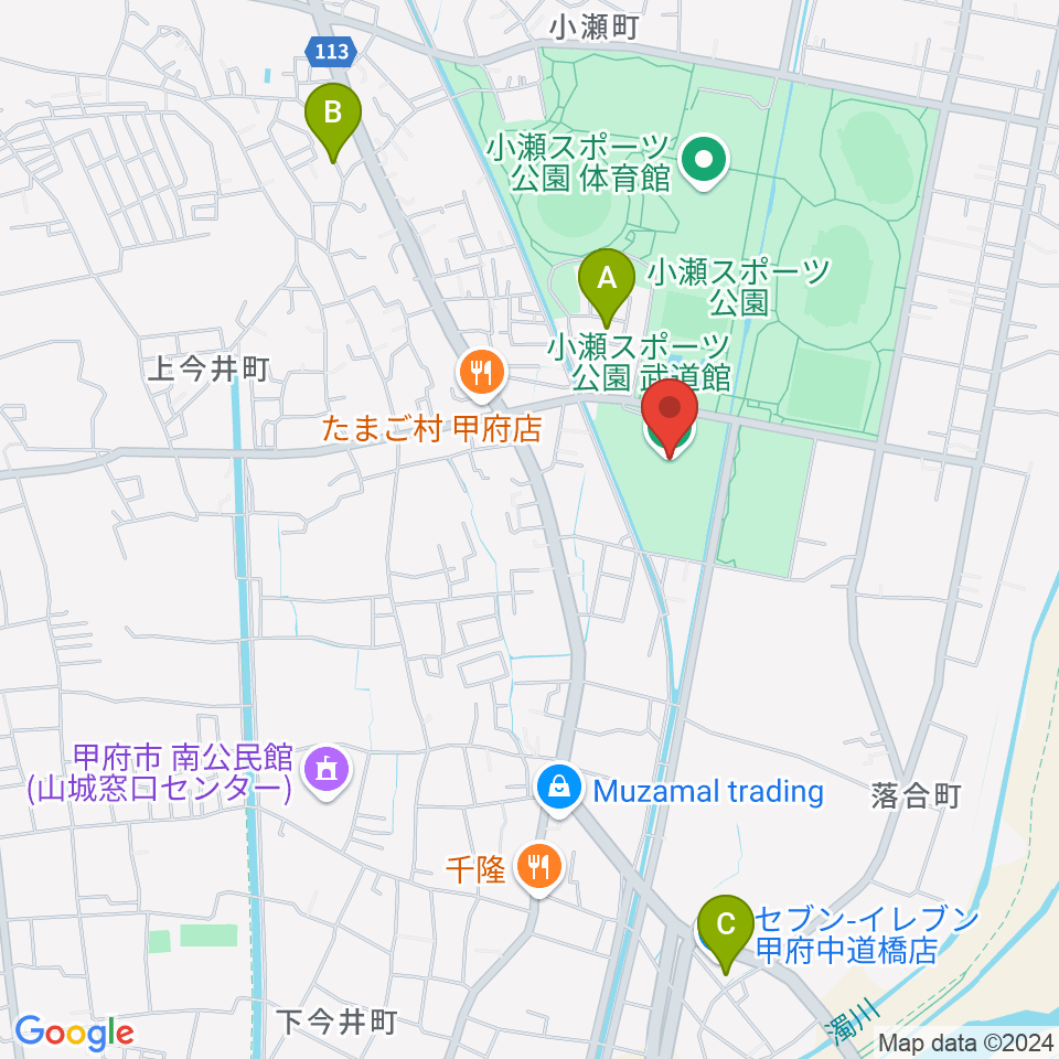 小瀬スポーツ公園武道館周辺のホテル一覧地図