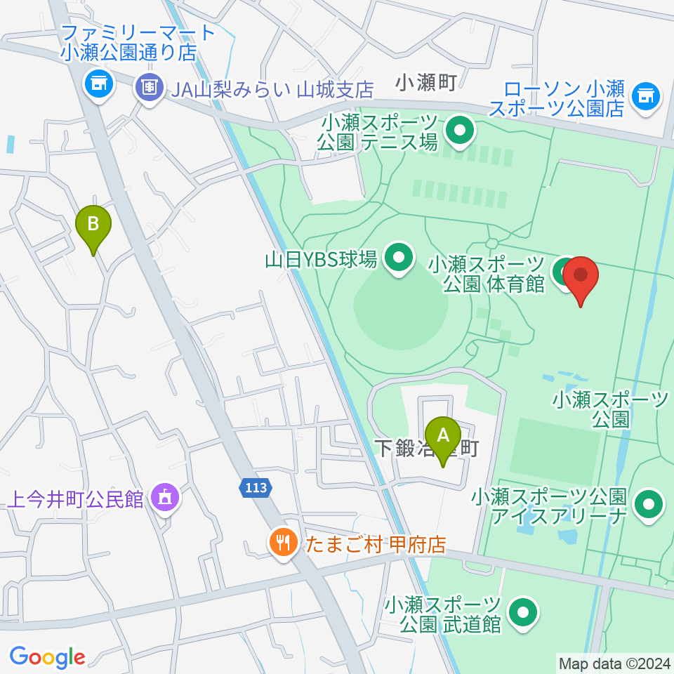 小瀬スポーツ公園体育館周辺のホテル一覧地図