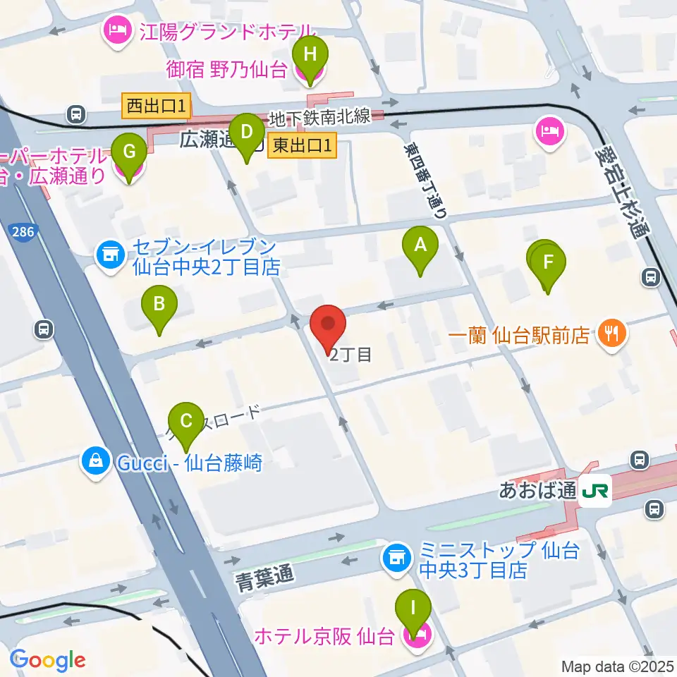誰も知らない劇場周辺のホテル一覧地図