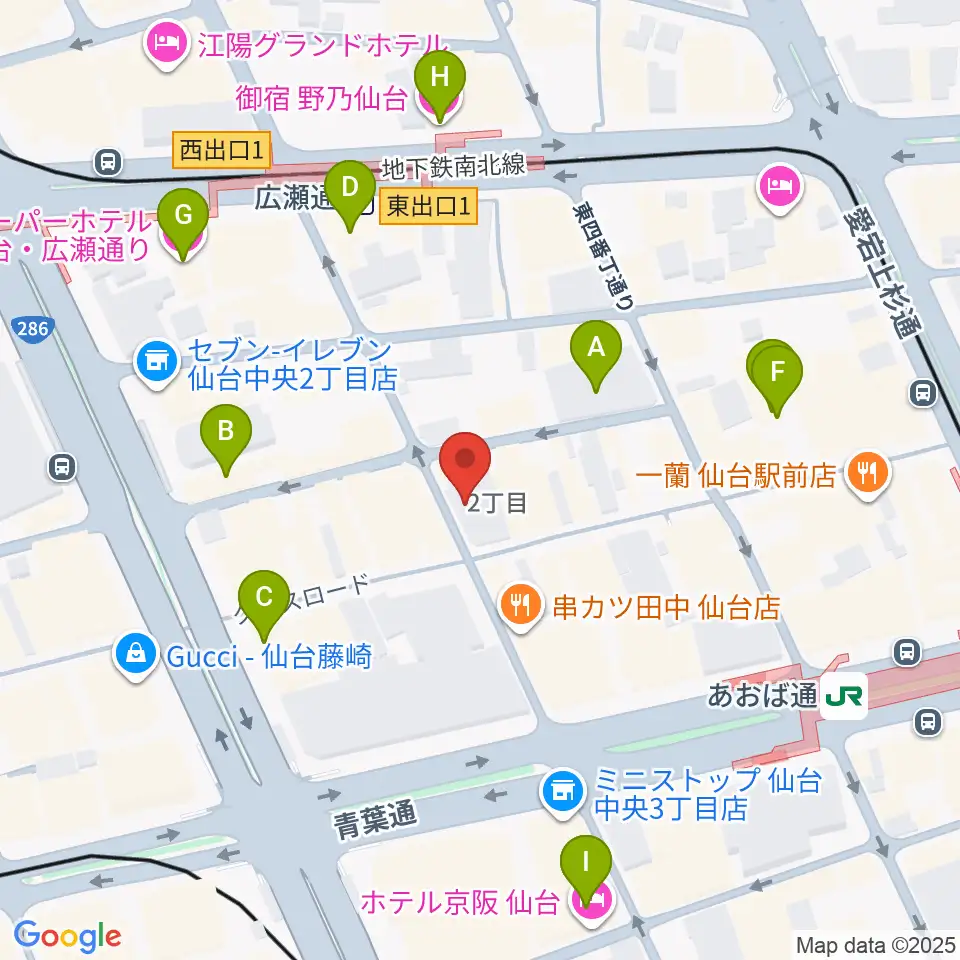 誰も知らない劇場周辺のホテル一覧地図