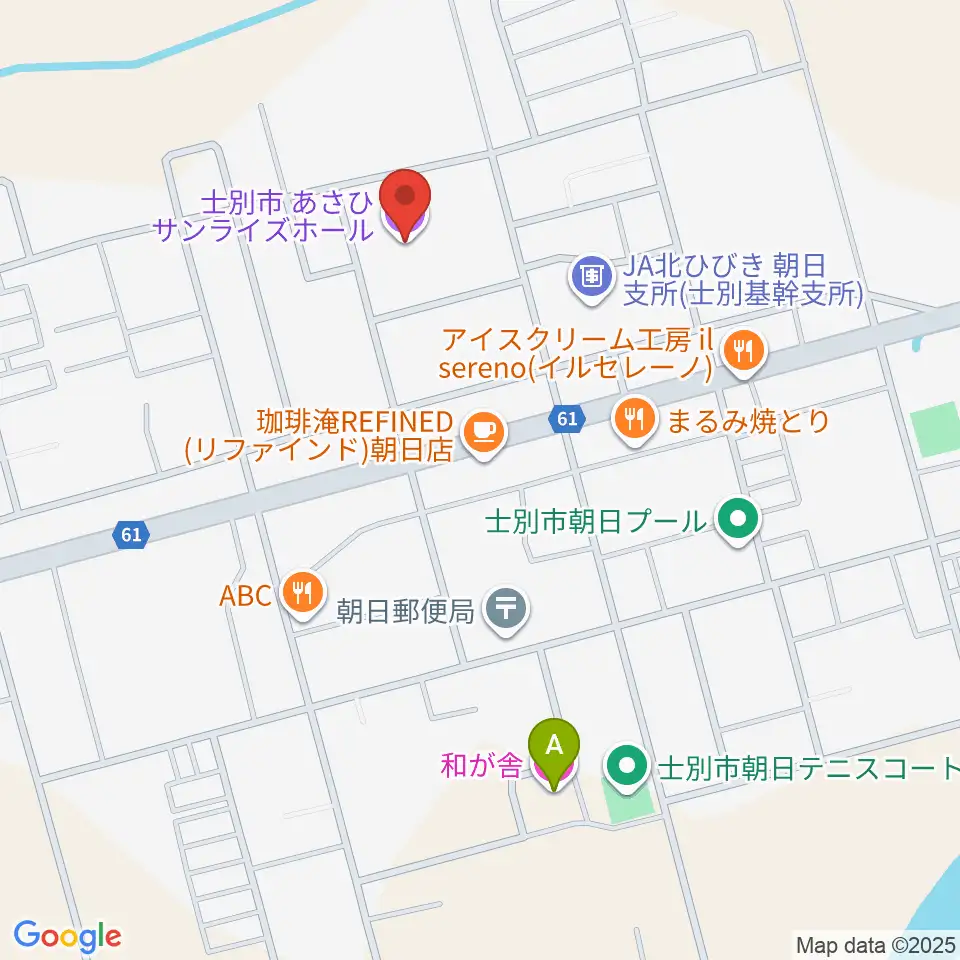 士別市あさひサンライズホール周辺のホテル一覧地図