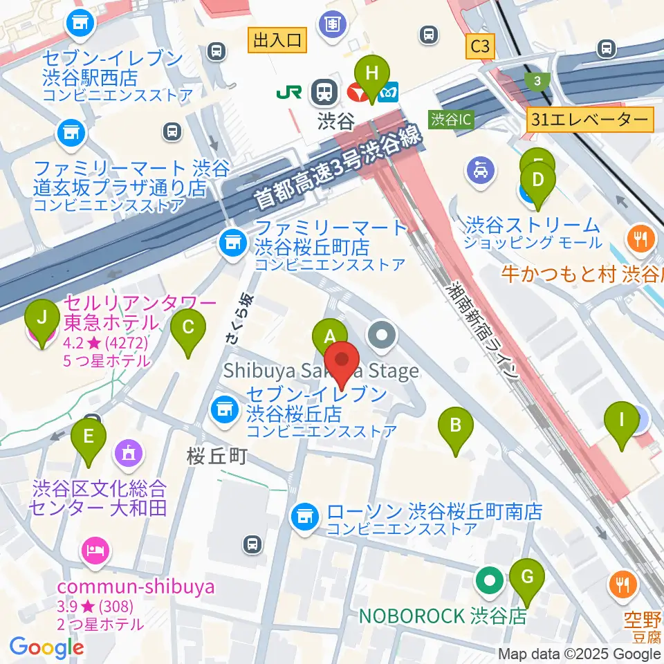 渋谷ホール&スタジオ周辺のホテル一覧地図