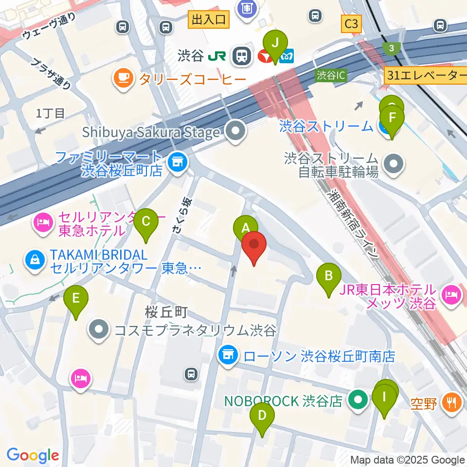 渋谷ホール&スタジオ周辺のホテル一覧地図