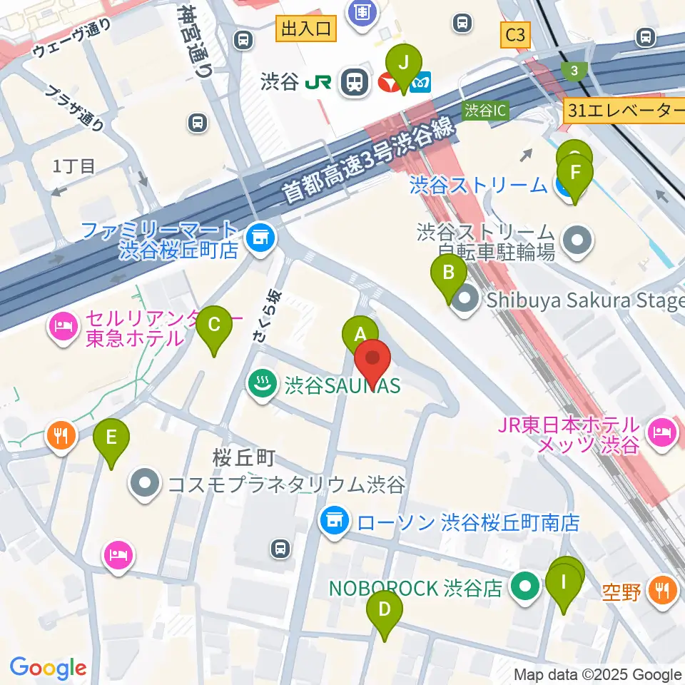 渋谷ホール＆スタジオ周辺のホテル一覧地図