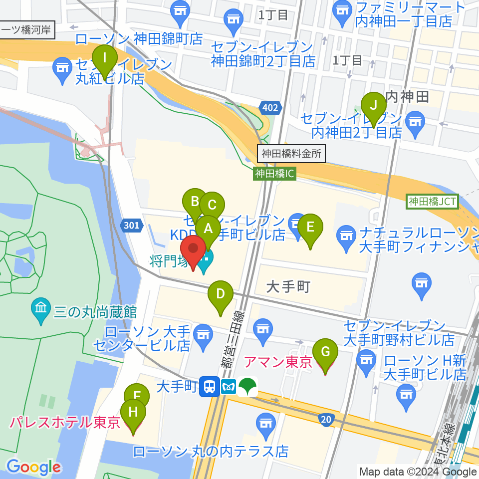 大手町三井ホール周辺のホテル一覧地図