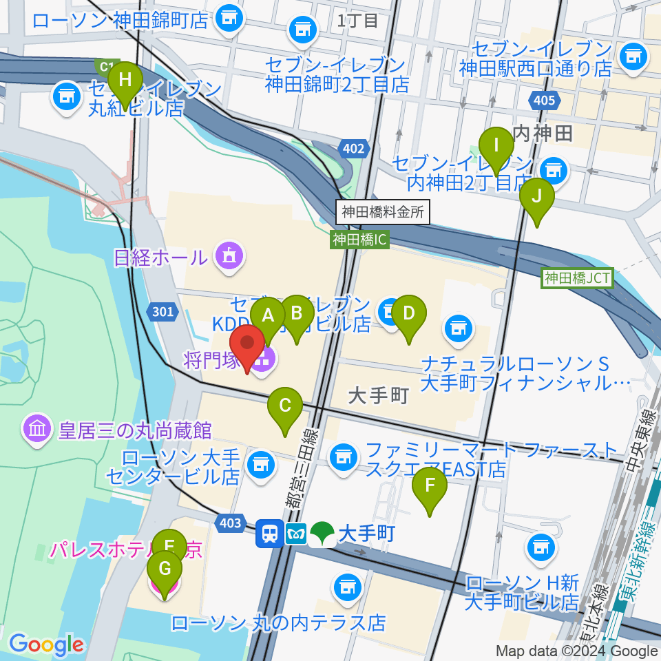 大手町三井ホール周辺のホテル一覧地図