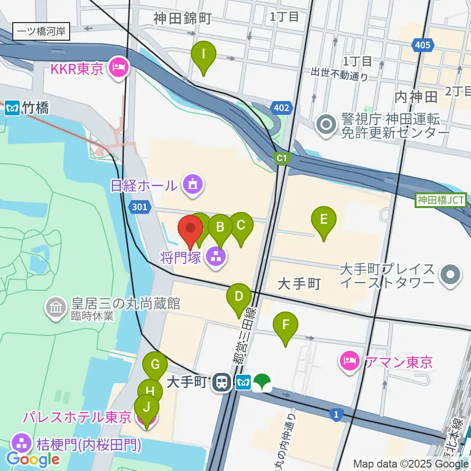 大手町三井ホール周辺のホテル一覧地図