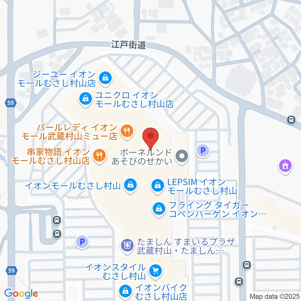 島村楽器 イオンモールむさし村山店周辺のホテル一覧地図