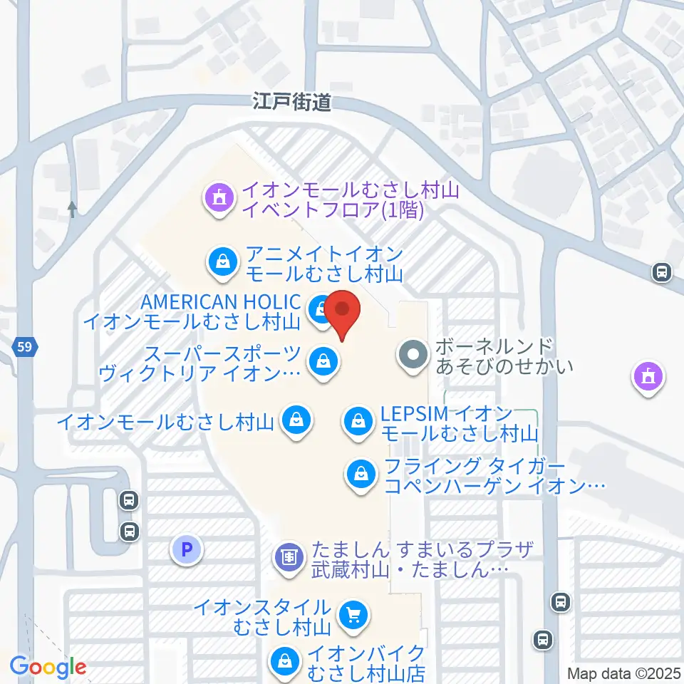 島村楽器 イオンモールむさし村山店周辺のホテル一覧地図