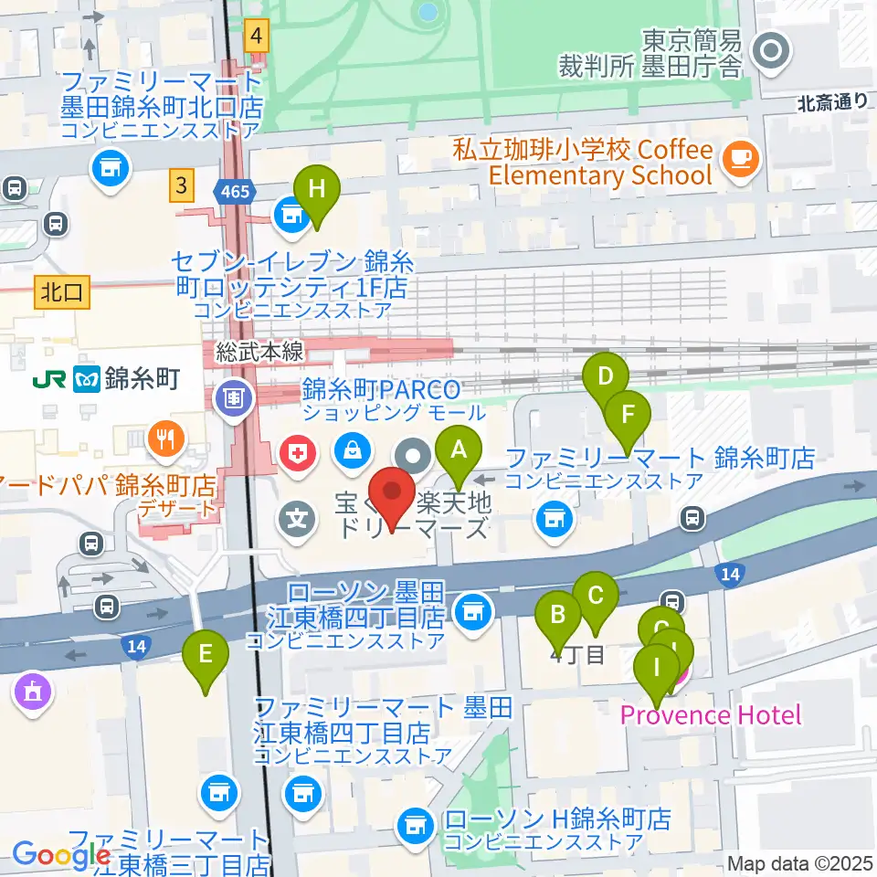 島村楽器 錦糸町パルコ店周辺のホテル一覧地図