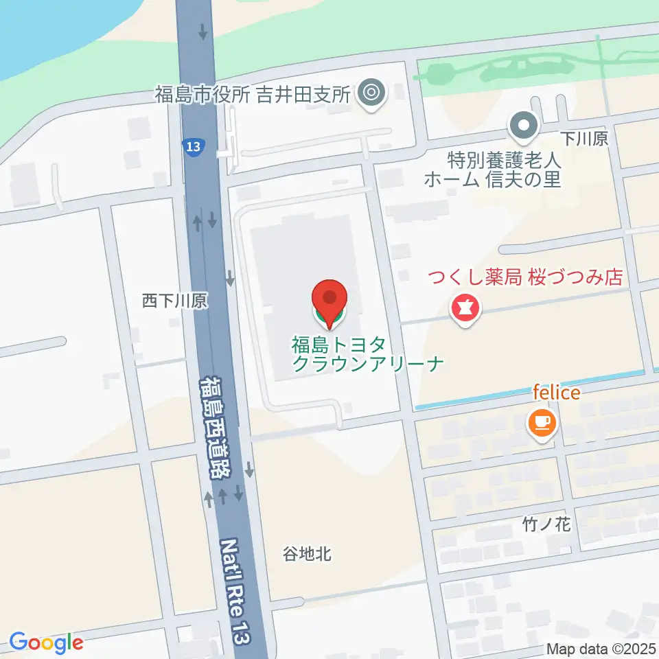 福島トヨタクラウンアリーナ周辺のホテル一覧地図