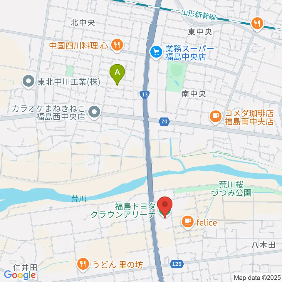 福島トヨタクラウンアリーナ周辺のホテル一覧地図