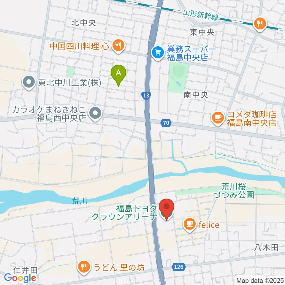 福島トヨタクラウンアリーナ周辺のホテル一覧地図