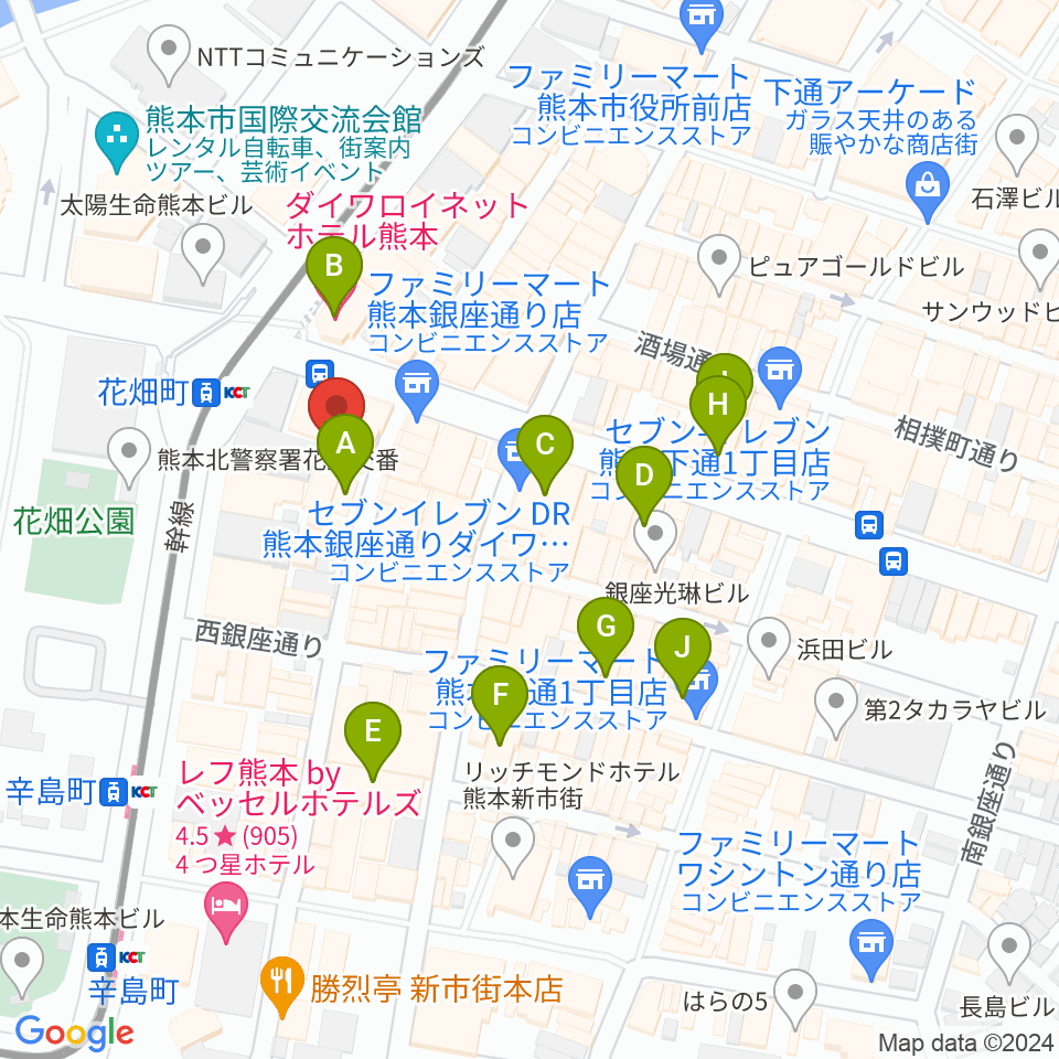 熊本FACTOR周辺のホテル一覧地図