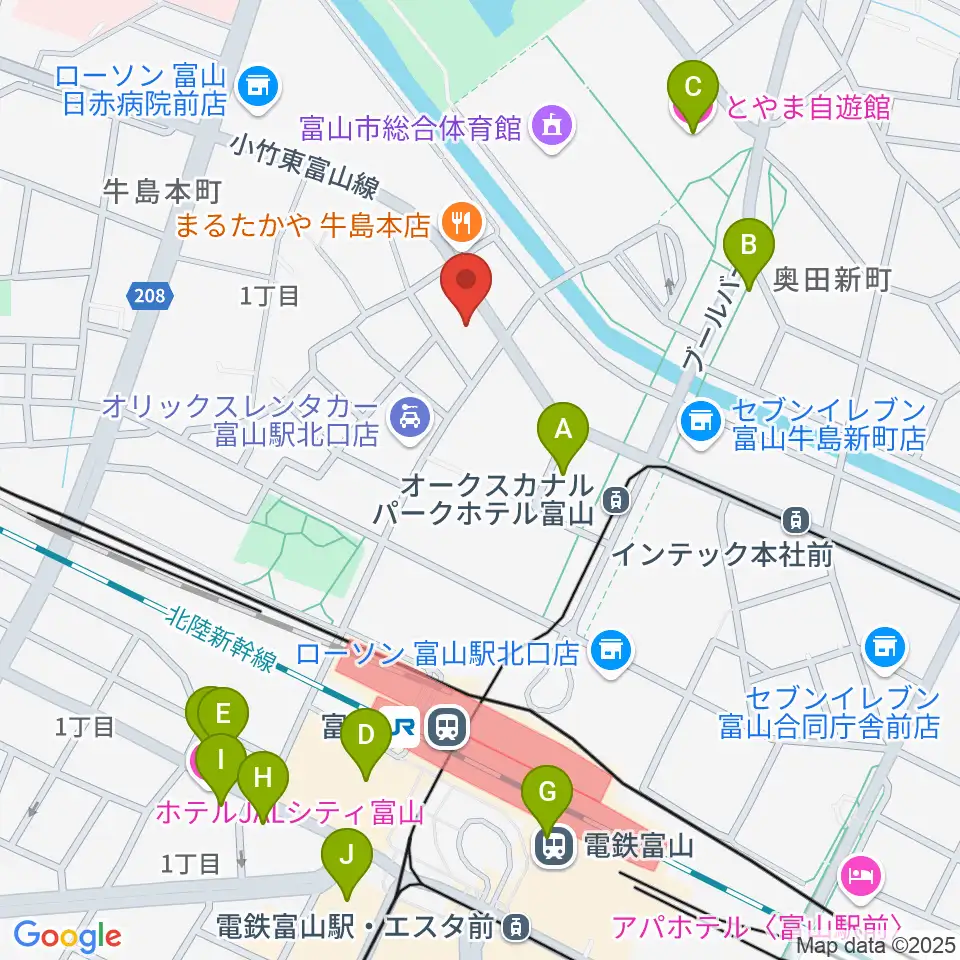 県営富山武道館周辺のホテル一覧地図