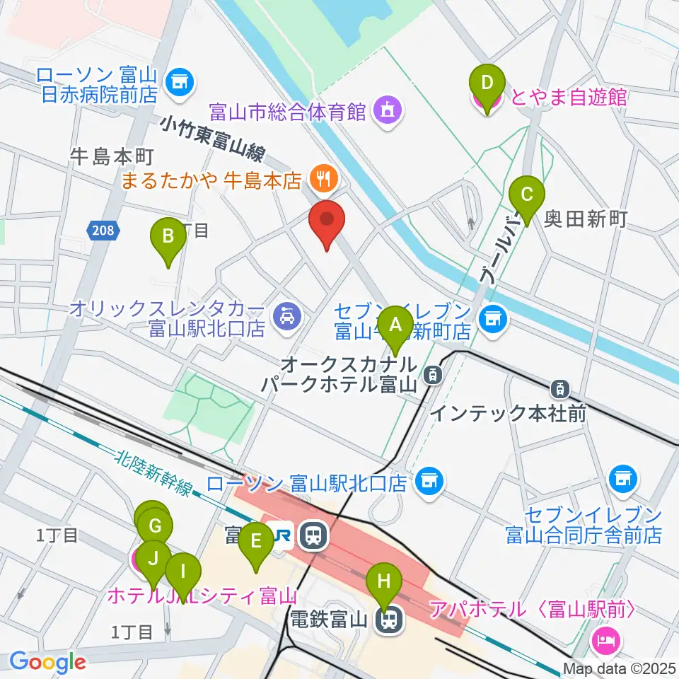 県営富山武道館周辺のホテル一覧地図