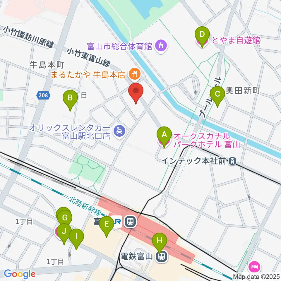 県営富山武道館周辺のホテル一覧地図