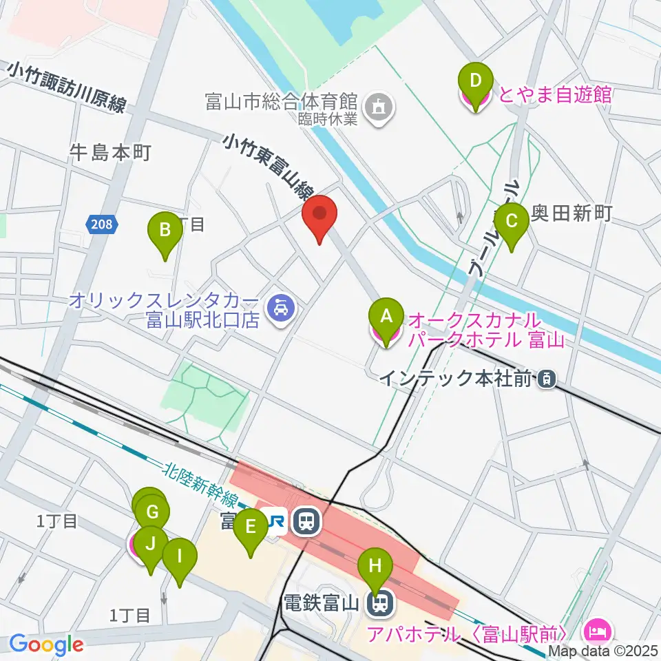 県営富山武道館周辺のホテル一覧地図