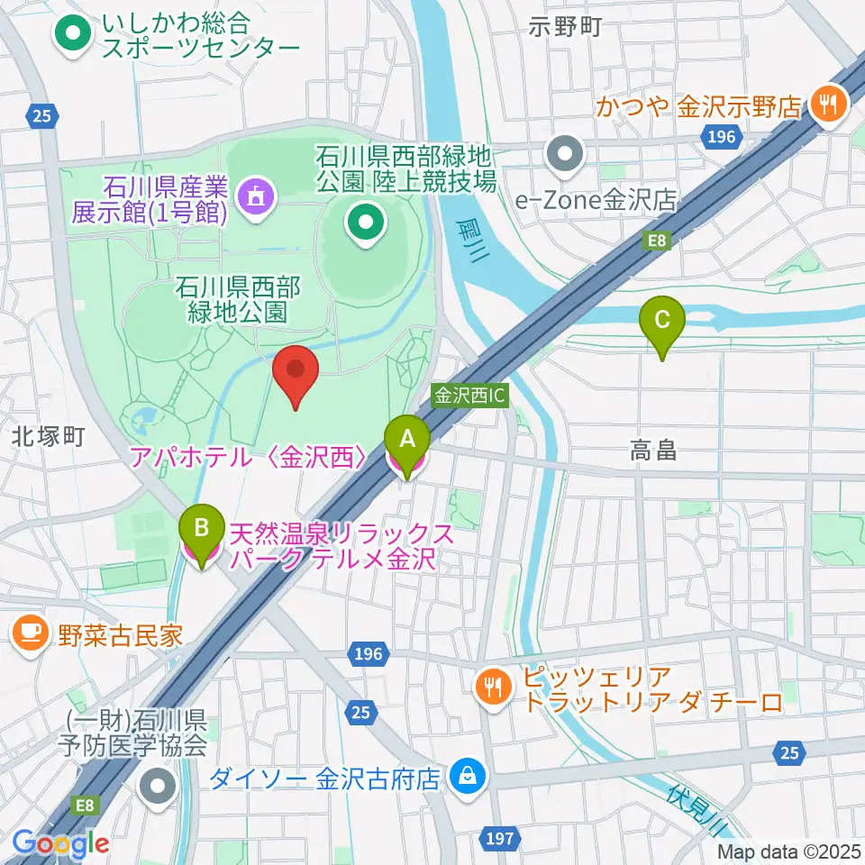 石川県産業展示館4号館周辺のホテル一覧地図
