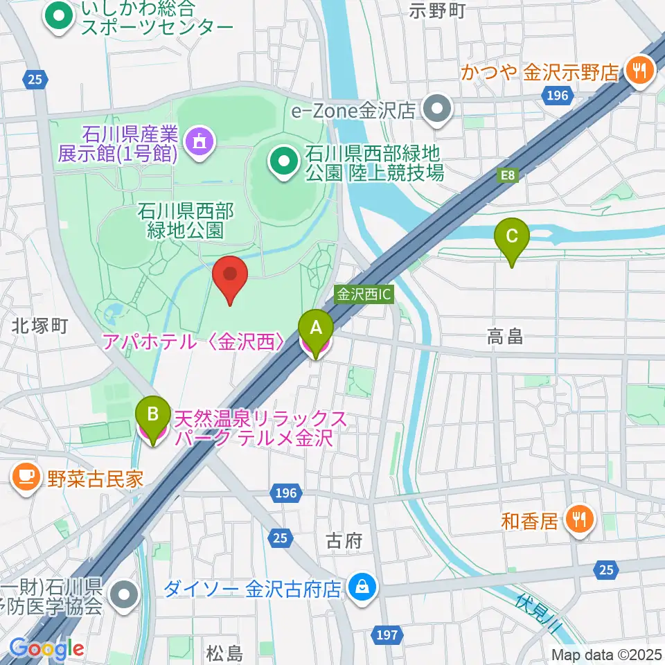 石川県産業展示館4号館周辺のホテル一覧地図