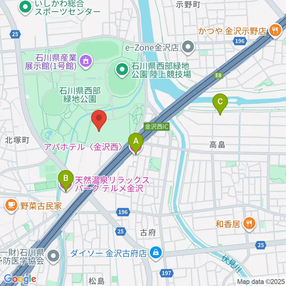 石川県産業展示館4号館周辺のホテル一覧地図