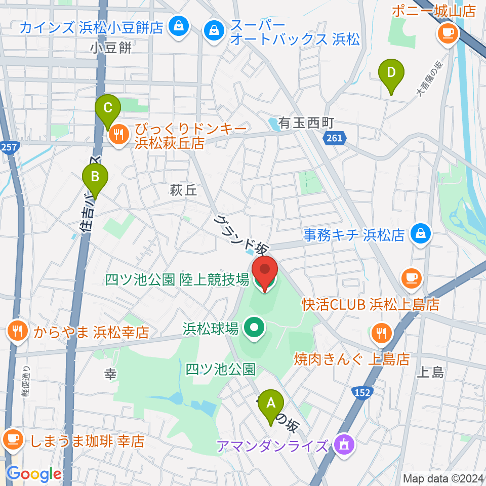 四ツ池公園陸上競技場周辺のホテル一覧地図