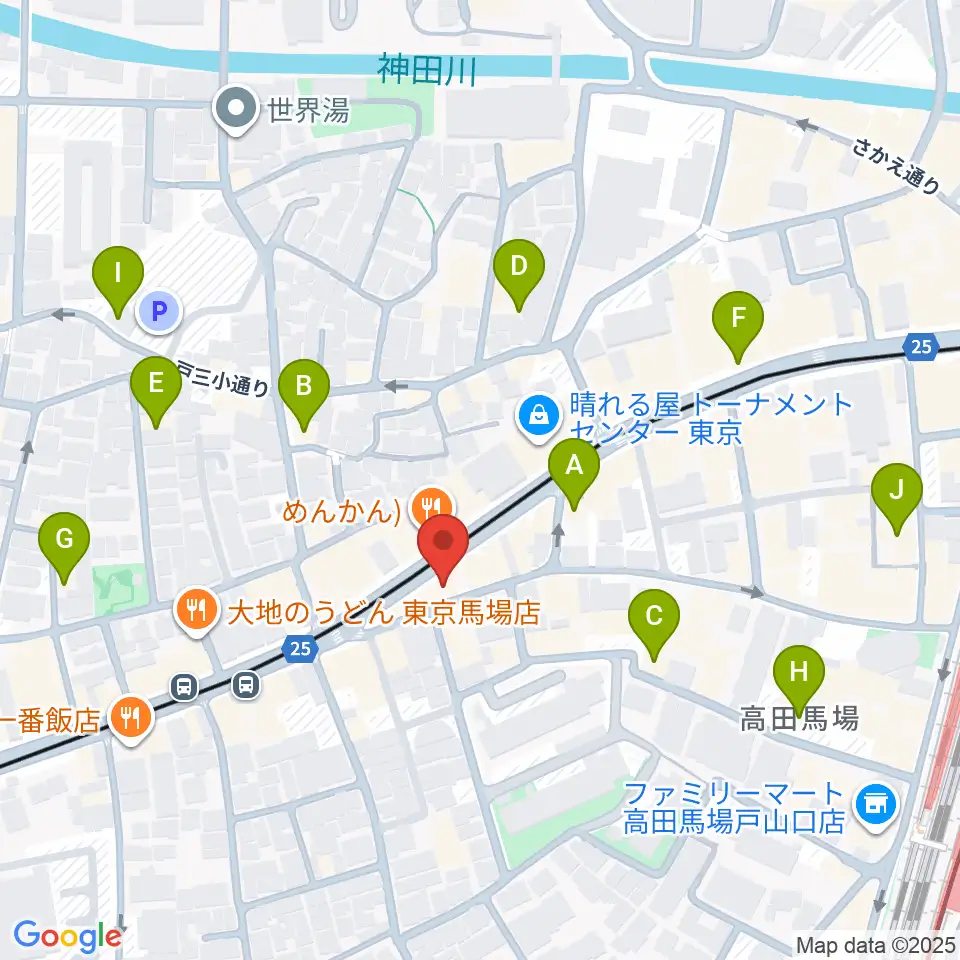 高田馬場フェリーハ音楽教室周辺のホテル一覧地図
