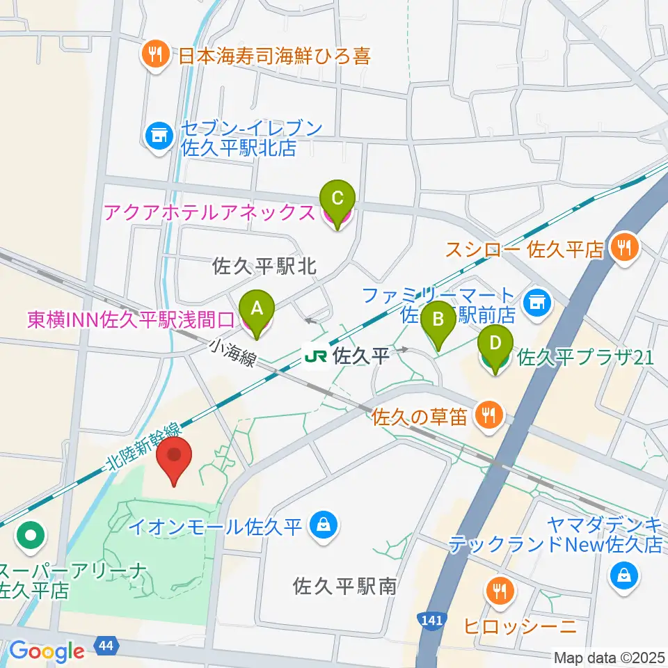 佐久平交流センター周辺のホテル一覧地図