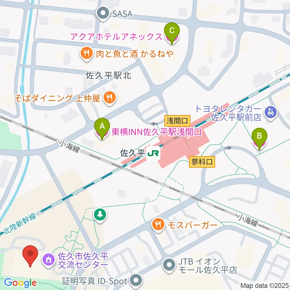 佐久平交流センター周辺のホテル一覧地図