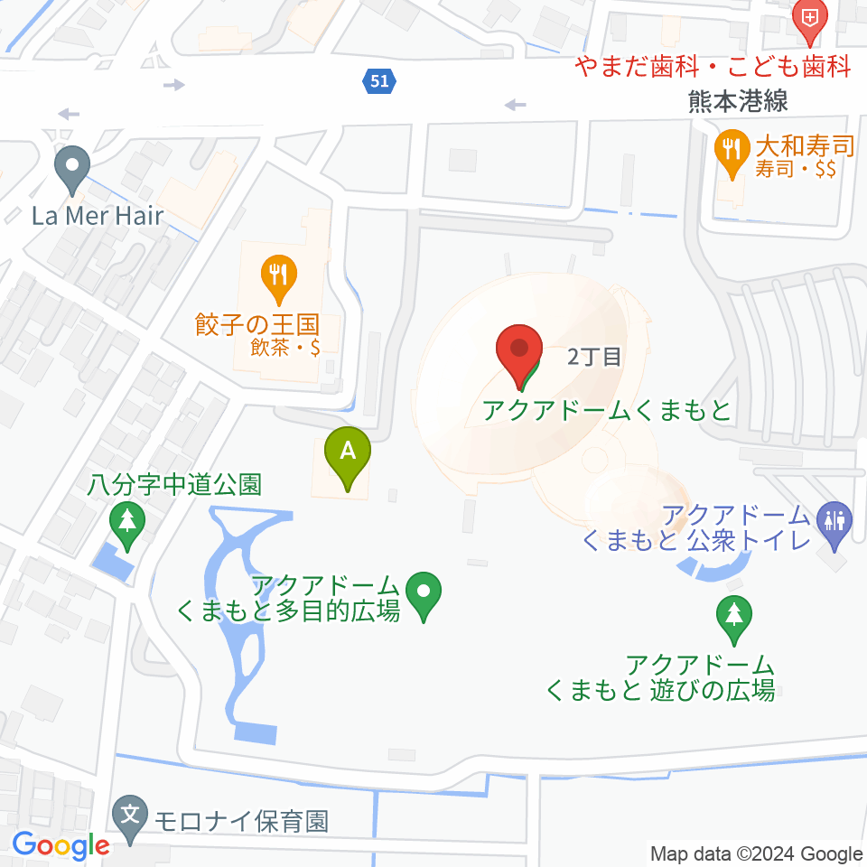 アクアドームくまもと周辺のホテル一覧地図