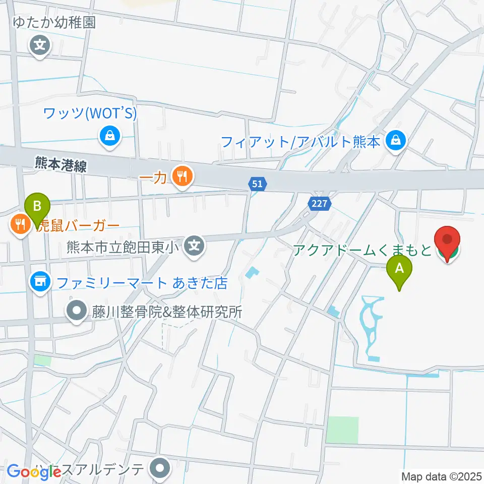 アクアドームくまもと周辺のホテル一覧地図