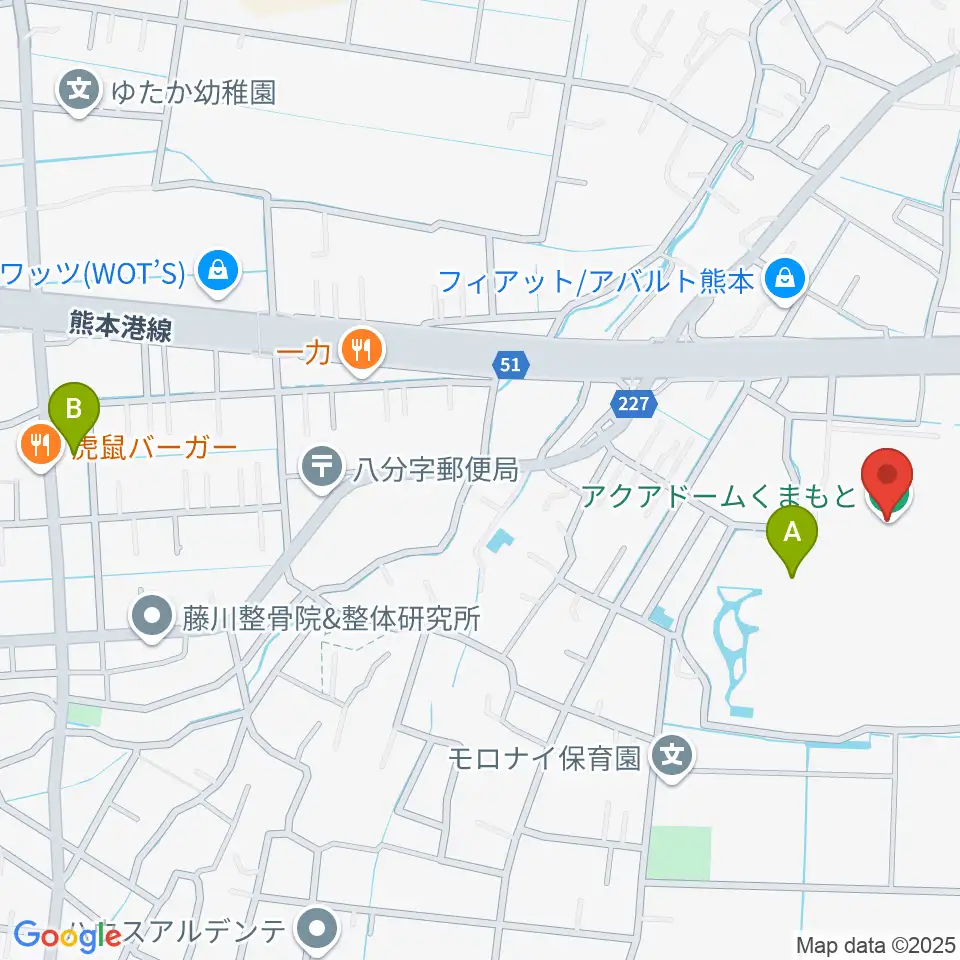 アクアドームくまもと周辺のホテル一覧地図