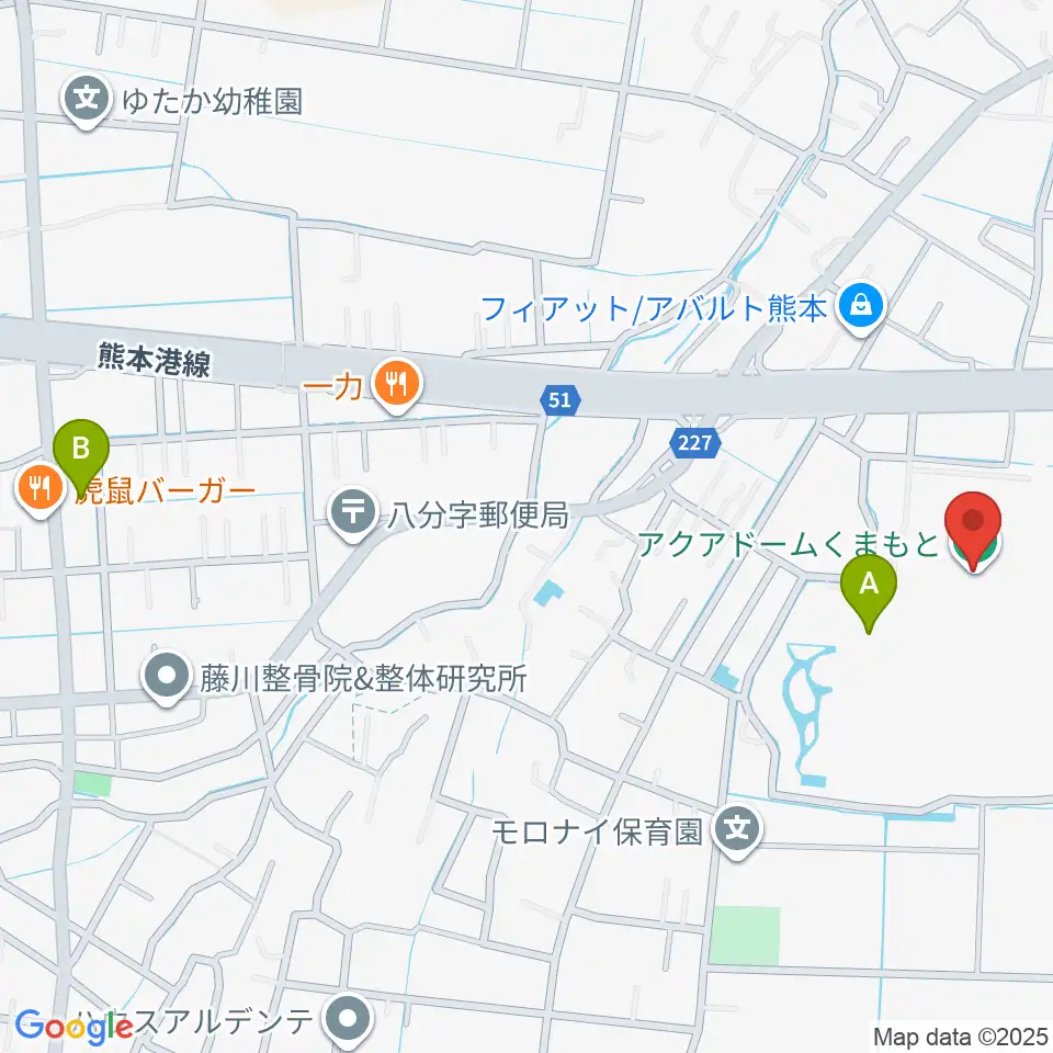 アクアドームくまもと周辺のホテル一覧地図