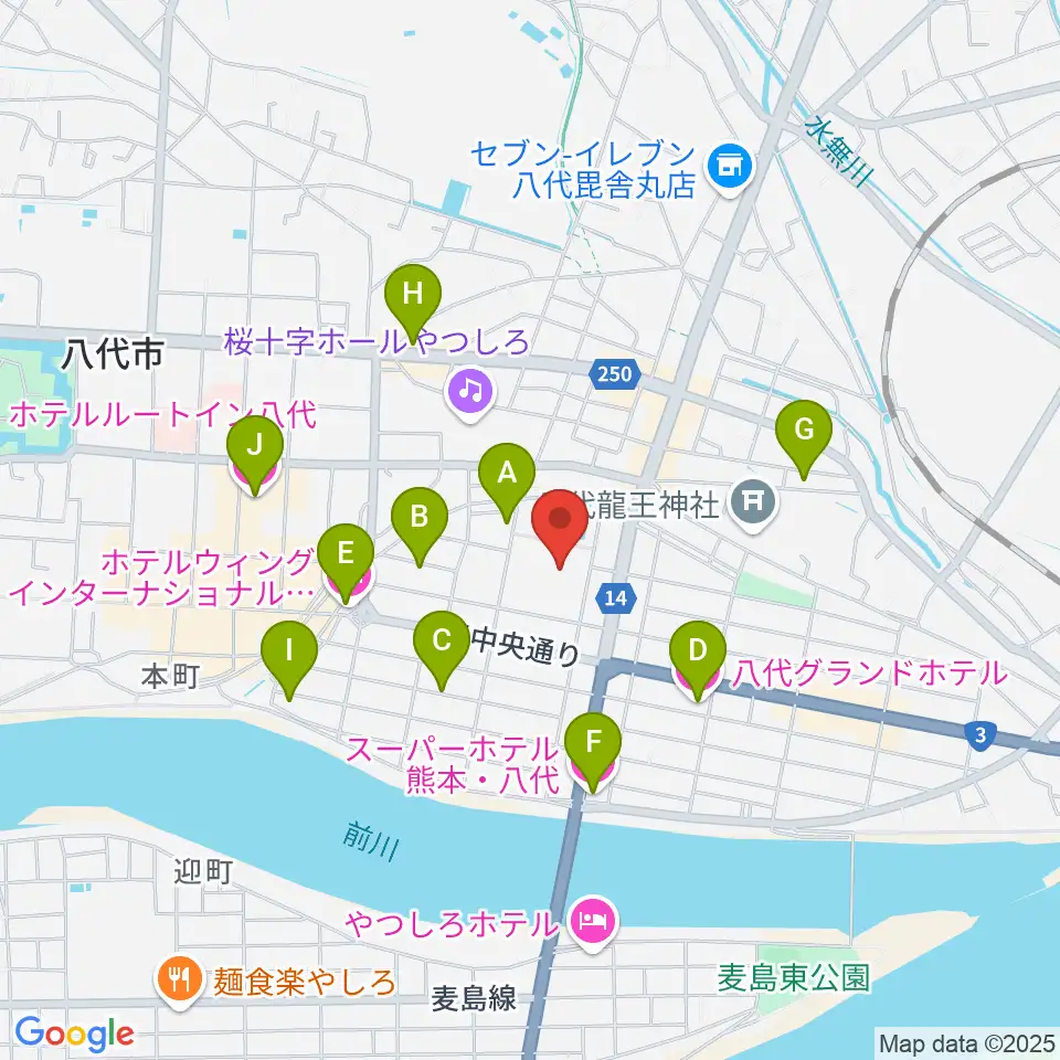 八代トヨオカ地建アリーナ周辺のホテル一覧地図
