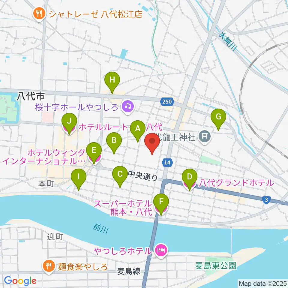 八代トヨオカ地建アリーナ周辺のホテル一覧地図